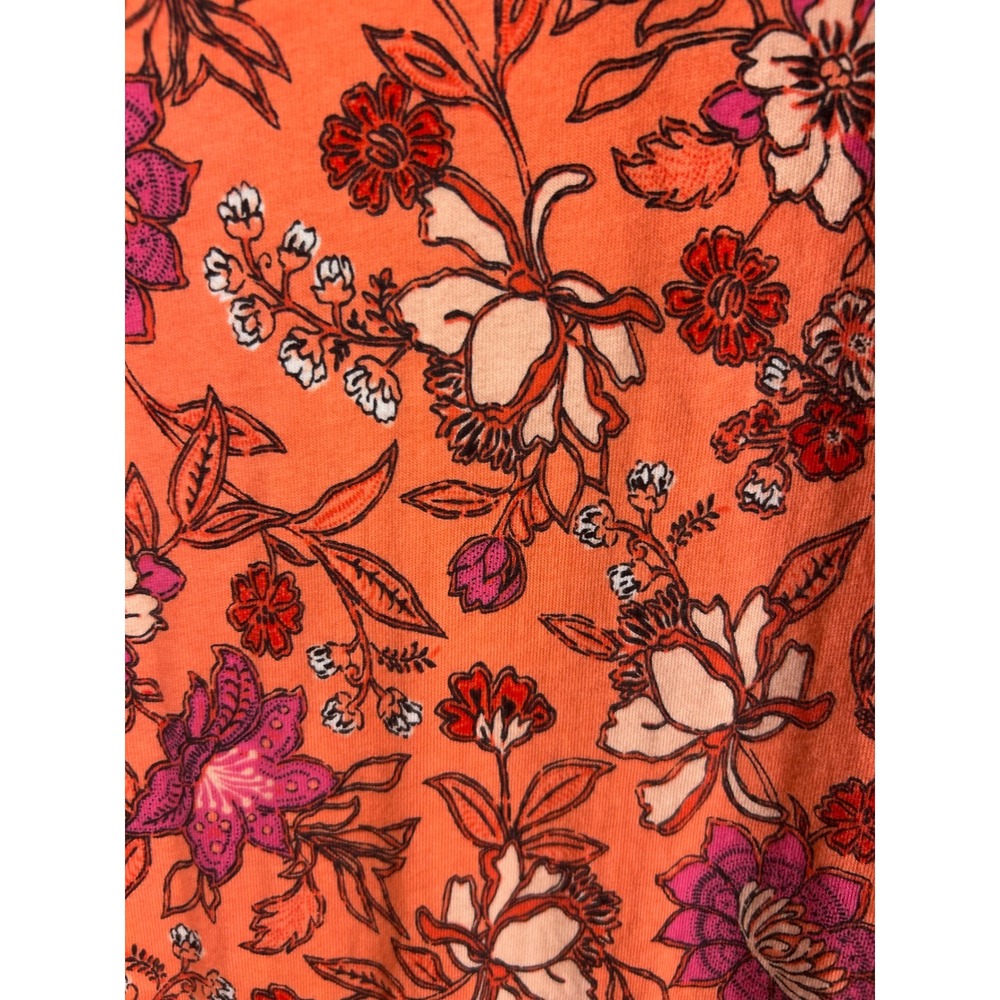 Lands End Womens Orange Floral Cotton Sleeveless Split Neck Tunic Top M 10-12 - Picture 9 of 9